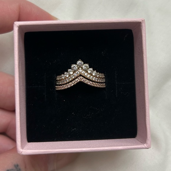 Pandora Jewelry - Pandora SET OF 2 - Tiara Wishbone & Wishbone 14k Rose Gold-plated